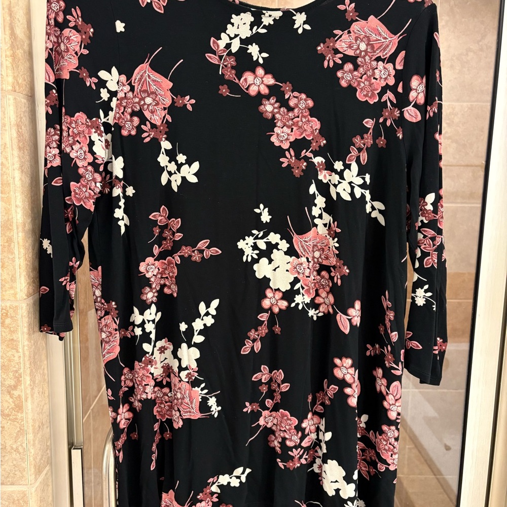 J. Jill Black and Pink Floral Tunic